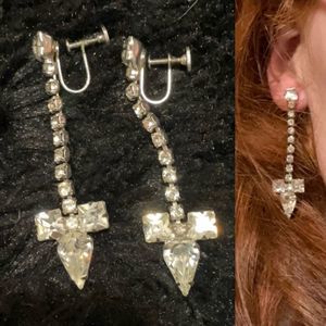 💰Vintage *Clip on* earrings diamond-like dagger